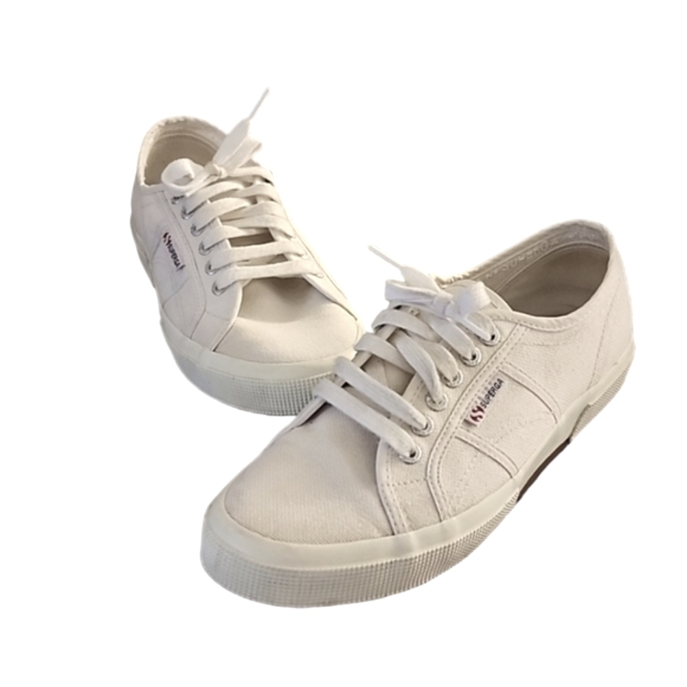 SUPERGA 2750 COTU CLASSIC White Canvas Sneakers 41.5 Size 10 Trainers Retro - Picture 15 of 16